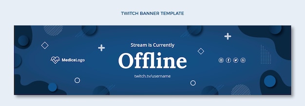 Free vector flat medical twitch banner template