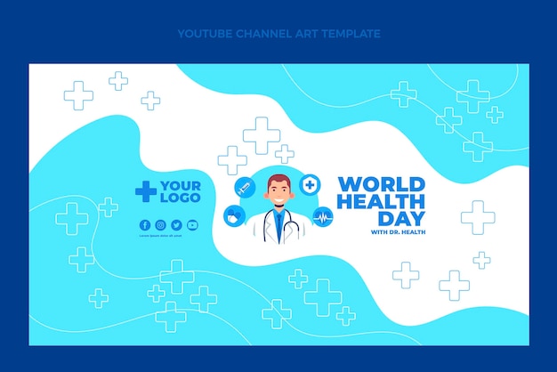 Vettore gratuito arte del canale youtube medico piatto