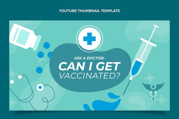 Free vector flat medical youtube thumbnail  design template