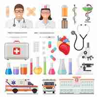 Free vector flat medicine icon set