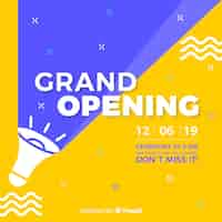 Free vector flat megaphone grand opening background