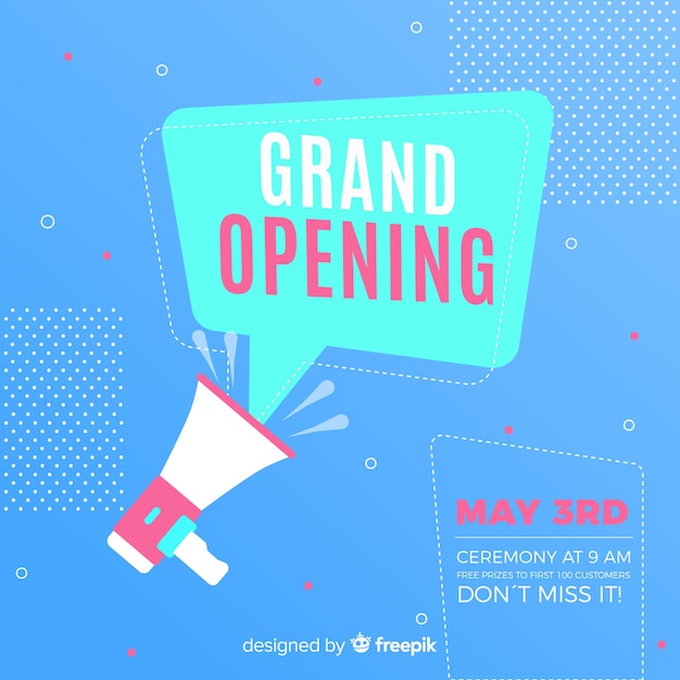 Free vector flat megaphone grand opening background