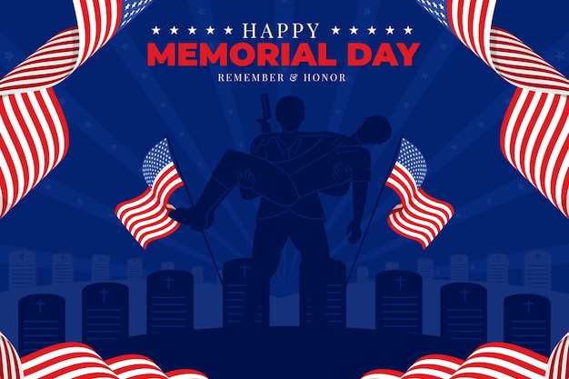 Free vector flat memorial day background