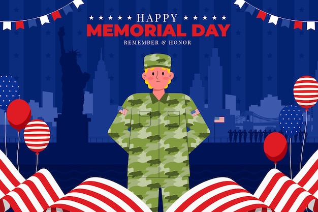 Free vector flat memorial day background