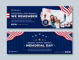 Free vector flat memorial day banners pack