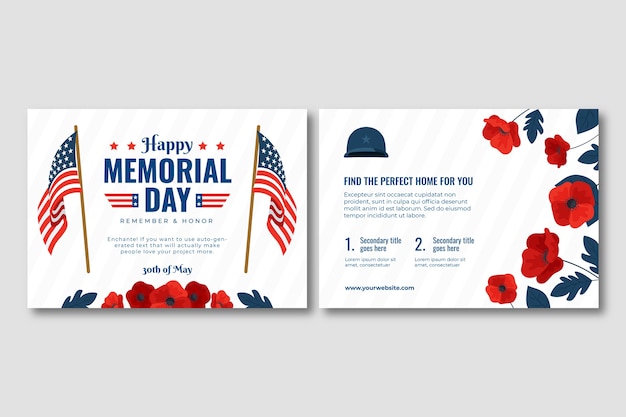 Flat memorial day brochure template