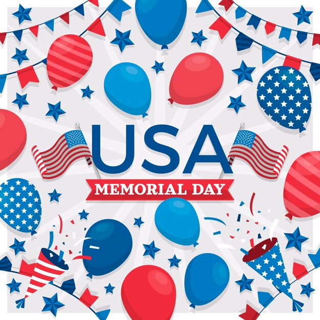 Free vector flat memorial day illustration