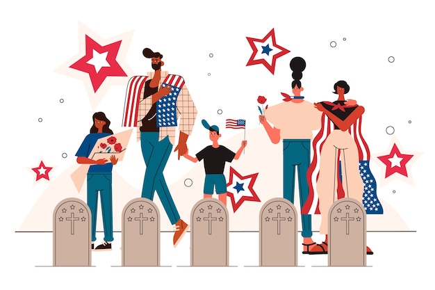 Flat memorial day illustration