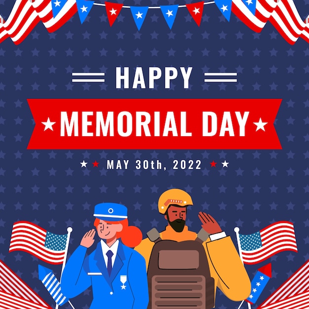 Free vector flat memorial day illustration