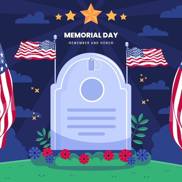 Free vector flat memorial day illustration