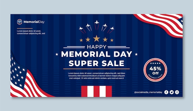 Free vector flat memorial day sale banner template