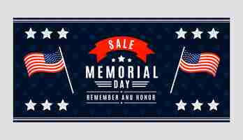 Free vector flat memorial day sale horizontal banner template