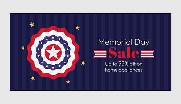 Free vector flat memorial day sale horizontal banner template