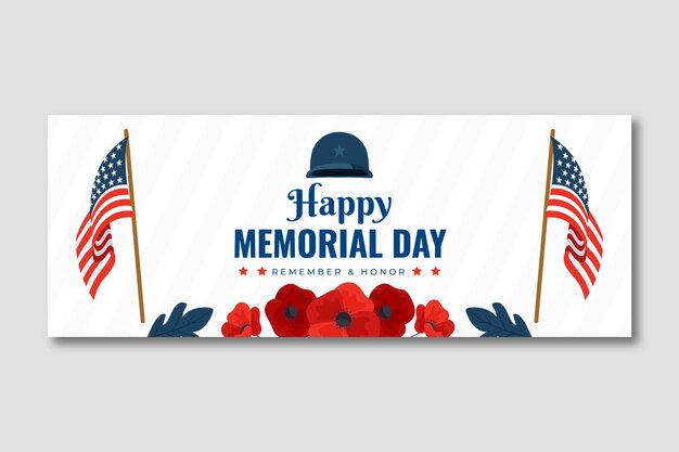 Flat memorial day social media cover template