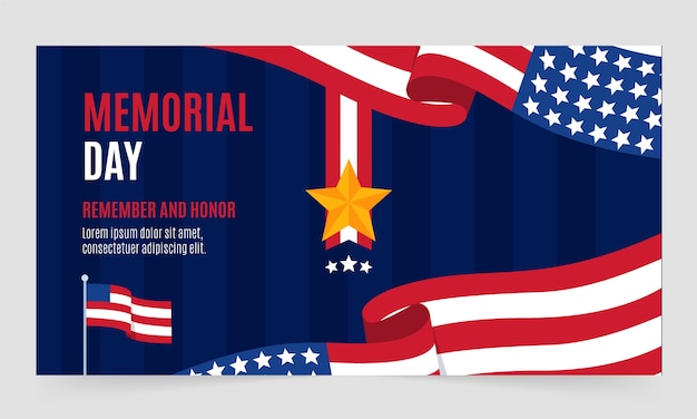 Free vector flat memorial day social media promo template