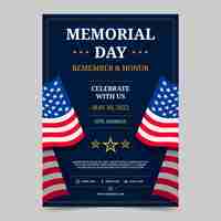 Free vector flat memorial day vertical flyer template