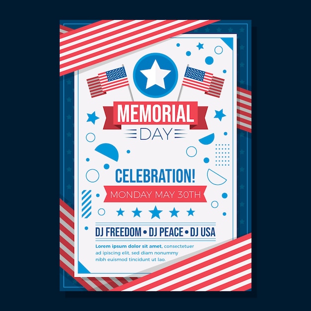 Free vector flat memorial day vertical flyer template