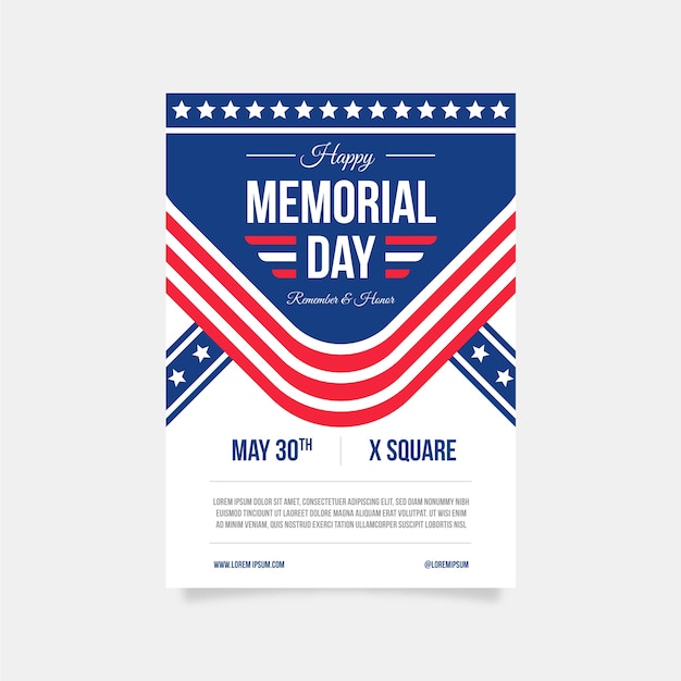 Free vector flat memorial day vertical poster template