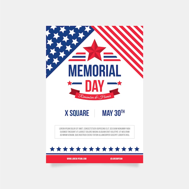 Flat memorial day vertical poster template