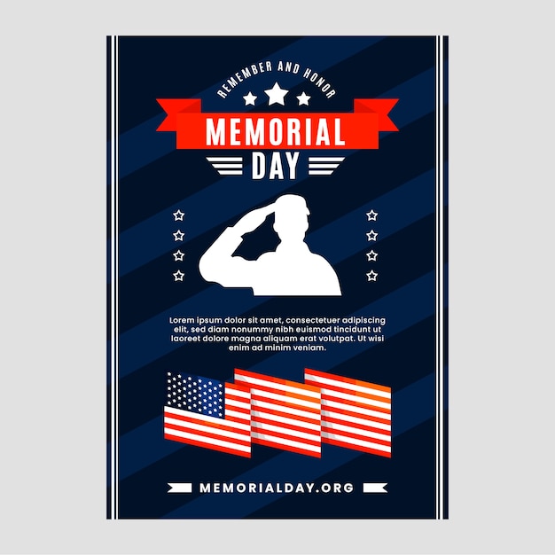 Flat memorial day vertical poster template