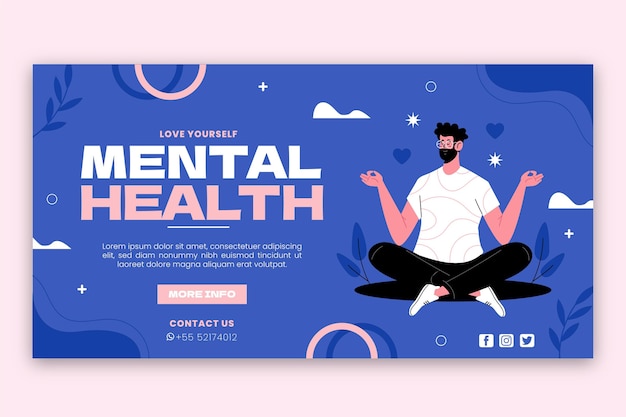 Free vector flat mental health facebook post