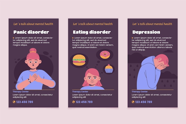 Flat mental health instagram stories  template