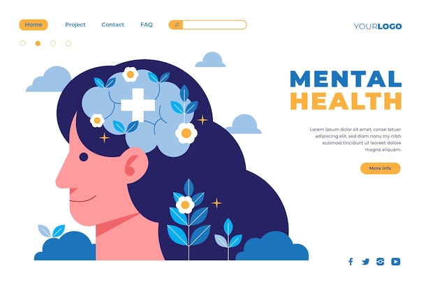 Flat mental health landing page template