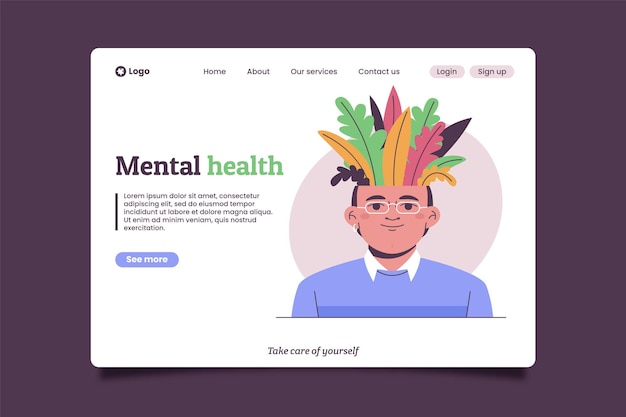 Free vector flat mental health landing page