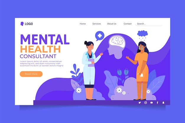 Flat mental health landing page