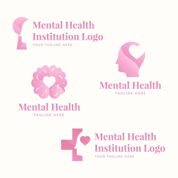 Flat mental health logo collection