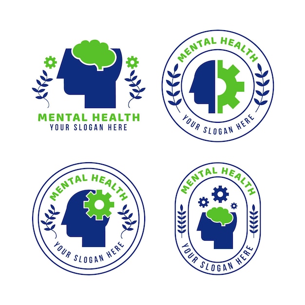 Free vector flat mental health logo collection