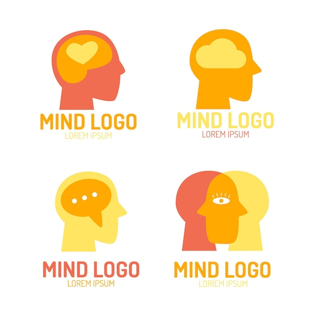 Free vector flat mental health logo pack