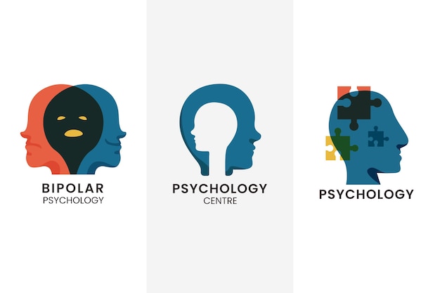 Flat mental health logo pack