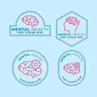 Free vector flat mental health logo set