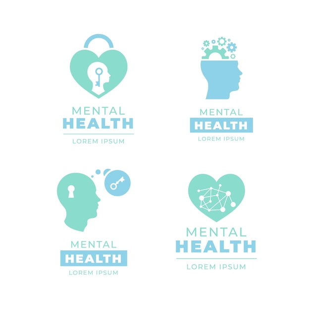 Коллекция плоских логотипов психического здоровья
