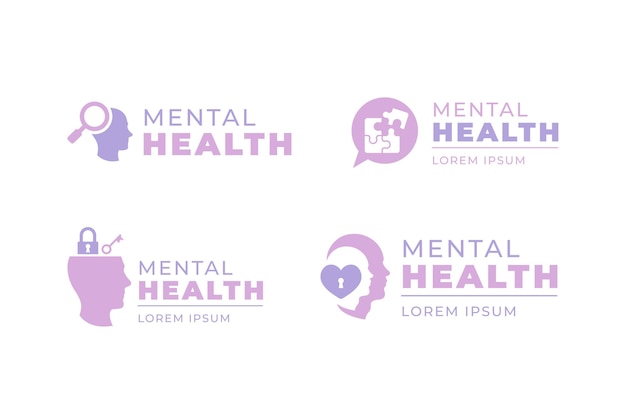 Коллекция плоских логотипов психического здоровья