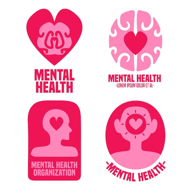 Flat mental health logo template set