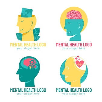Flat mental health logos pack