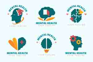 Free vector flat mental health logos