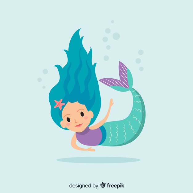 Flat mermaid background