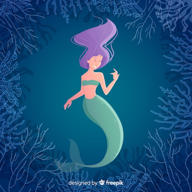 Flat mermaid background