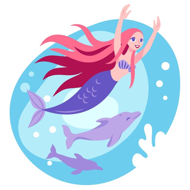 Flat mermaid illustration
