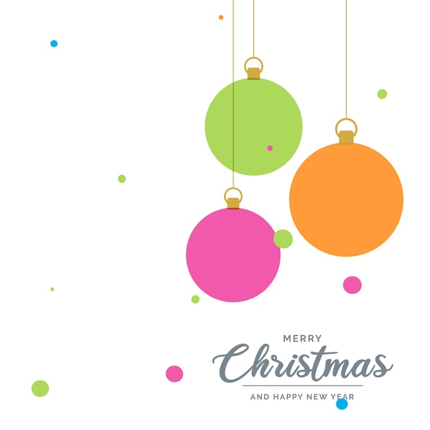 Free vector flat merry christmas decorative ball elements hanging vector background illustration