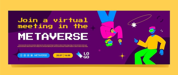 Free vector flat metaverse twitter header