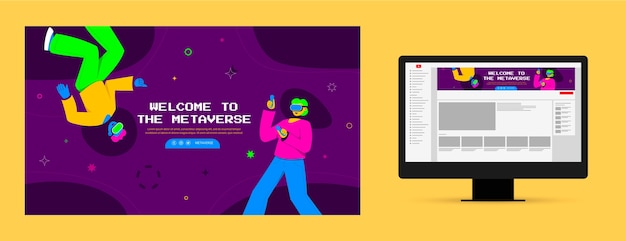 Free vector flat metaverse youtube channel art