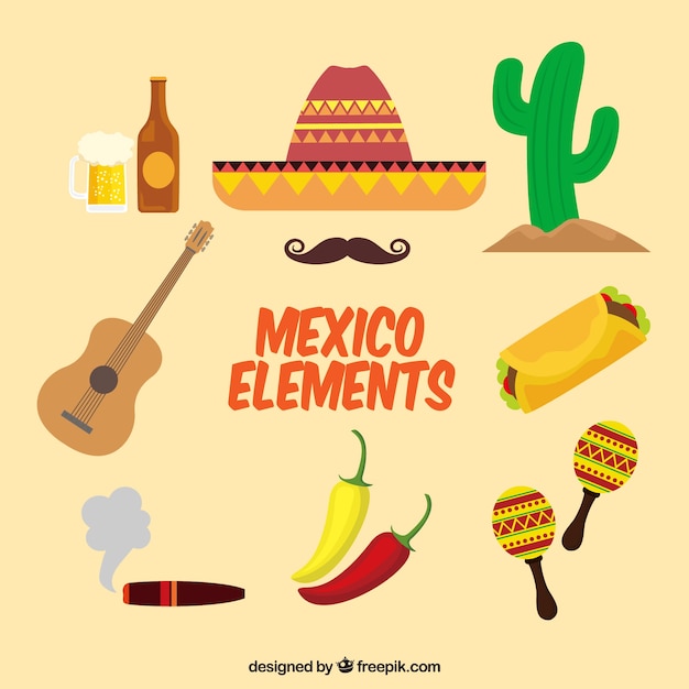 Vettore gratuito raccolta di elementi piatti messicani