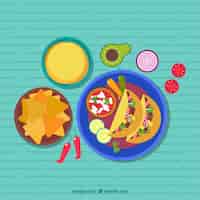 Free vector flat mexican food background