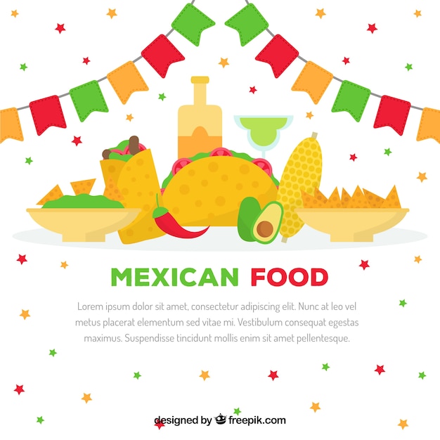 Free vector flat mexican food background