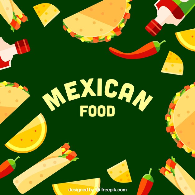 Flat mexican food background