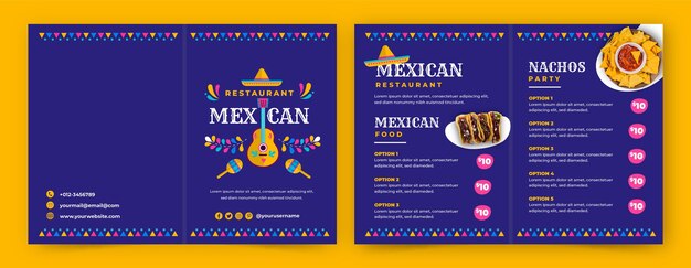 Шаблон брошюры ресторана плоской мексиканской кухни